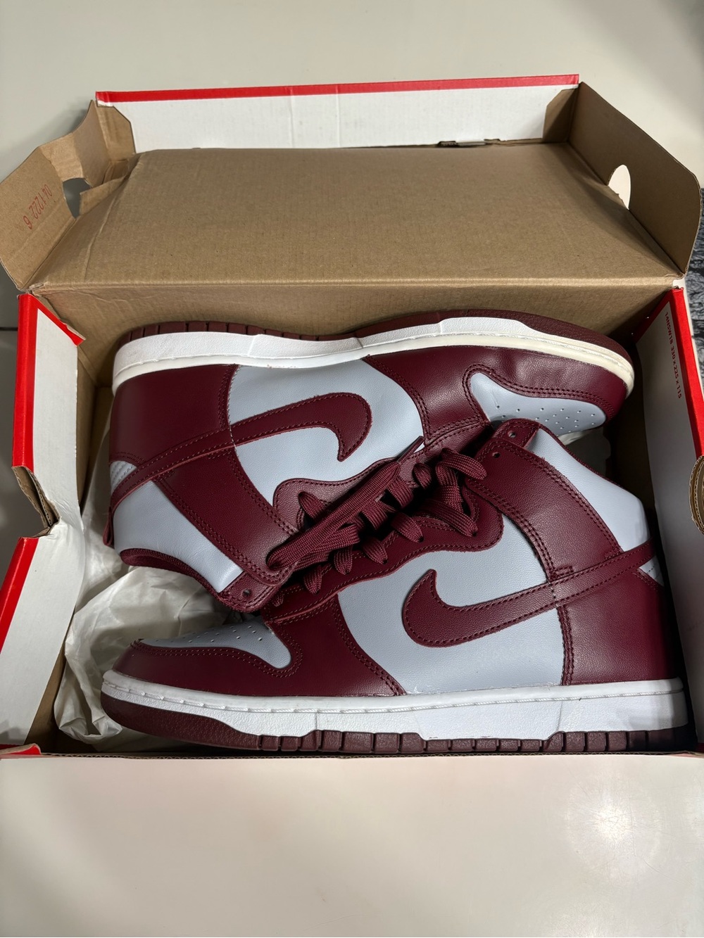 Nike Maroon and Light Gray High-Top Sneakers